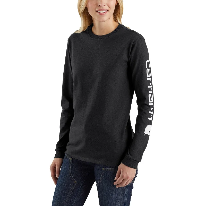  Women's Fashionable Clothing SetsCarhartt Women's Heavyweight Long Sleeve Logo T-Shirt_Black