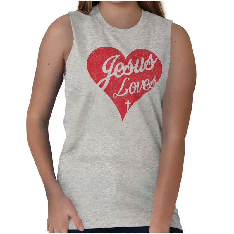  Women's Professional GarmentsJesus Loves Sleeveless T-Shirt