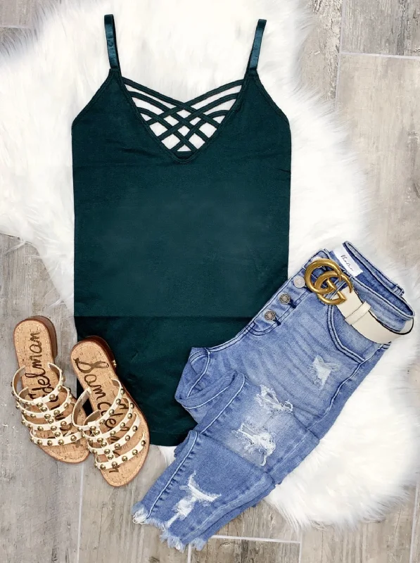  Stylish StatementsLong Caged Cami - Hunter Green