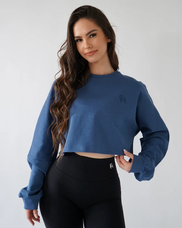  Feminine Luxe Style SaleRelaxed Crop Long Sleeve - Denim