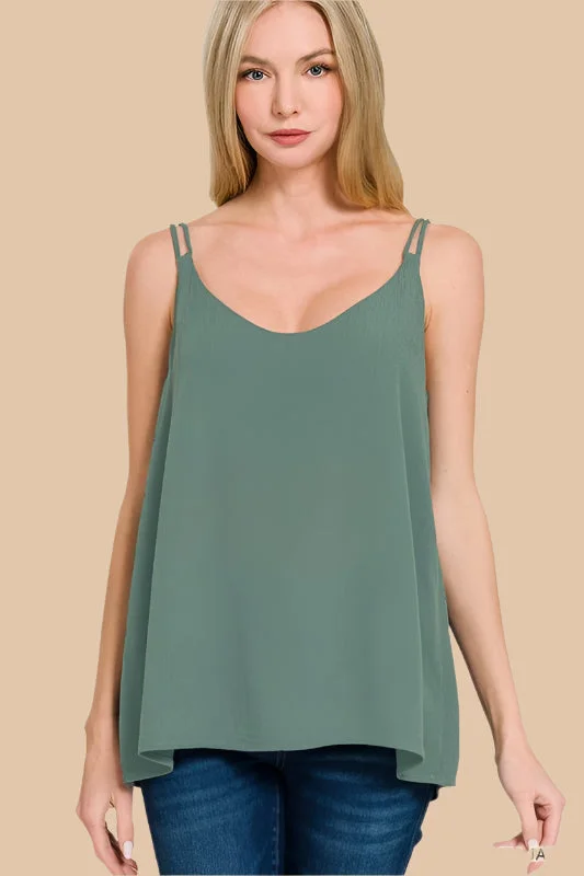  Chic And EdgyWENDY WOVEN CRINKLE DOUBLE SPAGHETTI STRAP V-NECK CAMI