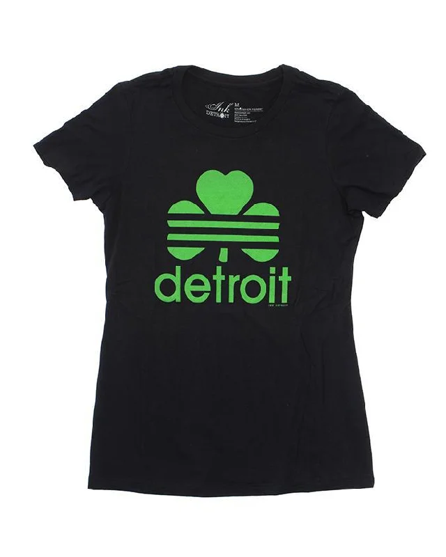  Women's Timeless AttireInk Detroit Retro Cloverleaf Women's Junior Fit T-Shirt - Black