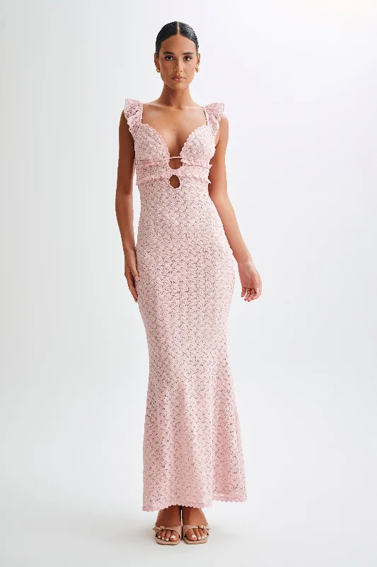  Women's Casual OutfitEzra Lace Maxi Dress - Powder Pink