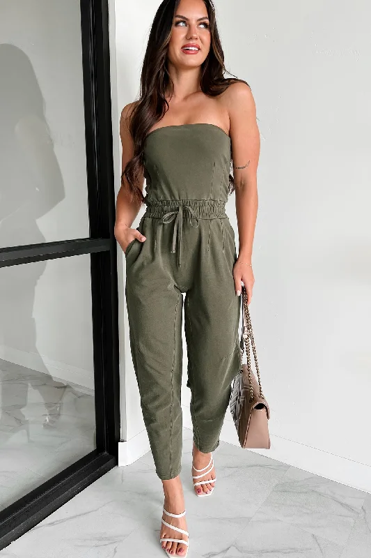  Embrace New FashionI Make The Rules Mono B Strapless Jumpsuit (Ivy Green)