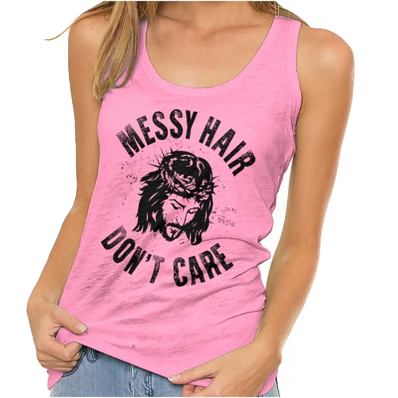  Women's Vintage-Inspired OutfitMessy Hair Jesus Racerback Tank