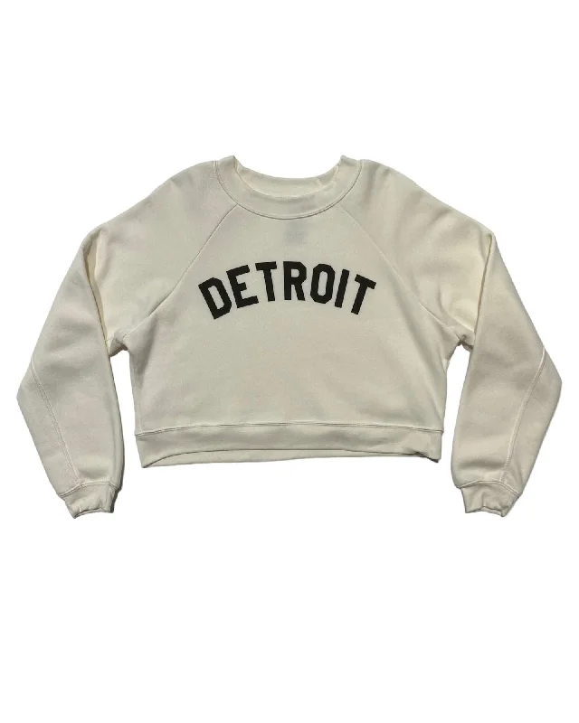  Women's Chic Outerwear OutfitInk Detroit Women's Raglan Crop Crewneck - Bone