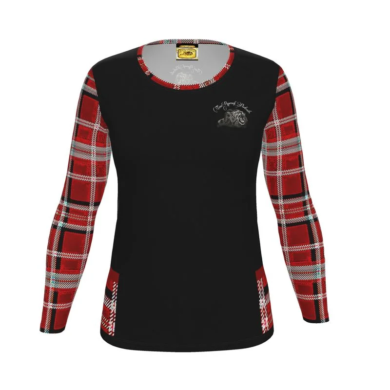  Women's Trendy AttireTRP Twisted Patterns 06: Digital Plaid 01-05A Ladies Designer Long Sleeve Jersey T-shirt