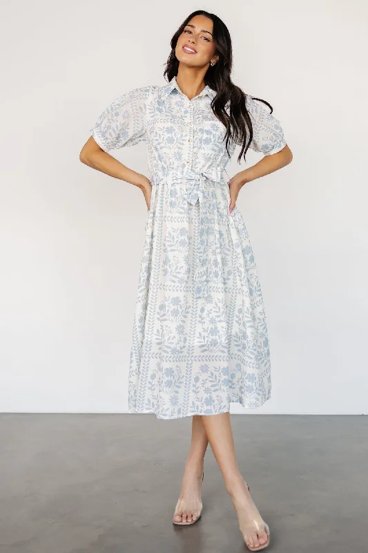  Women's Travel GarmentsJamila Midi Dress | Light Blue Floral