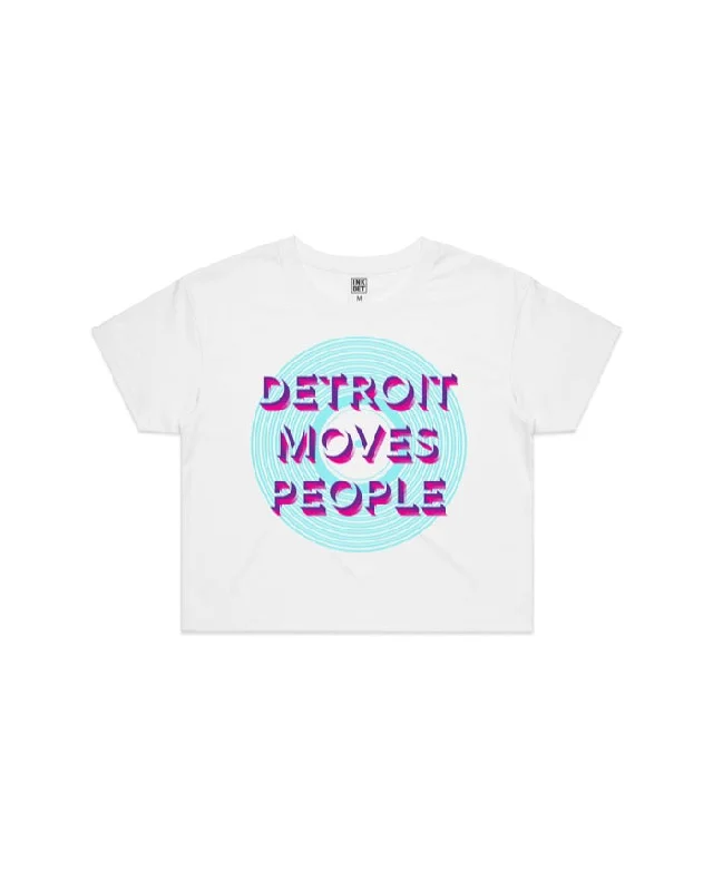  Women's Stylish Outdoor OutfitInk Detroit - Detroit Moves People Crop T-Shirt - White