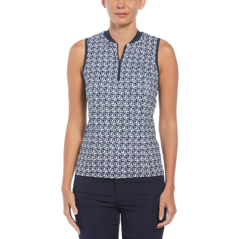  Women's Workout GarmentsWomen's Geometric Print Sleeveless Golf Polo