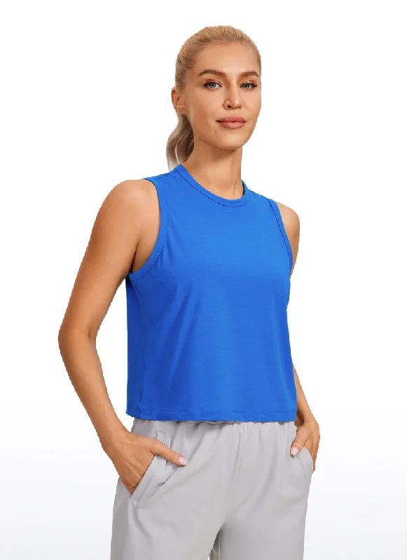  Women's Fashion-Forward ApparelPima Cotton High Neck Cropped Tank Tops