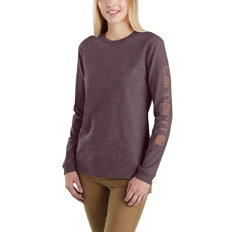  Modish Fashion DiscountsCarhartt Women's Heavyweight Long Sleeve Logo T-Shirt_Blackberry Heather