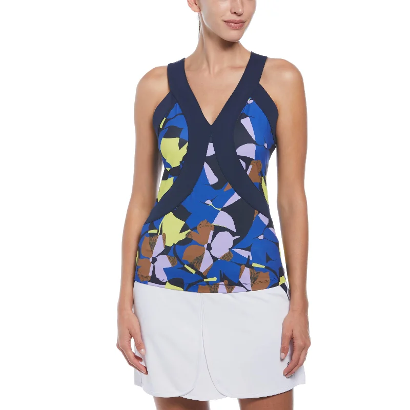  Women's Outdoor AttireWomens Criss-Cross Floral Tank Top