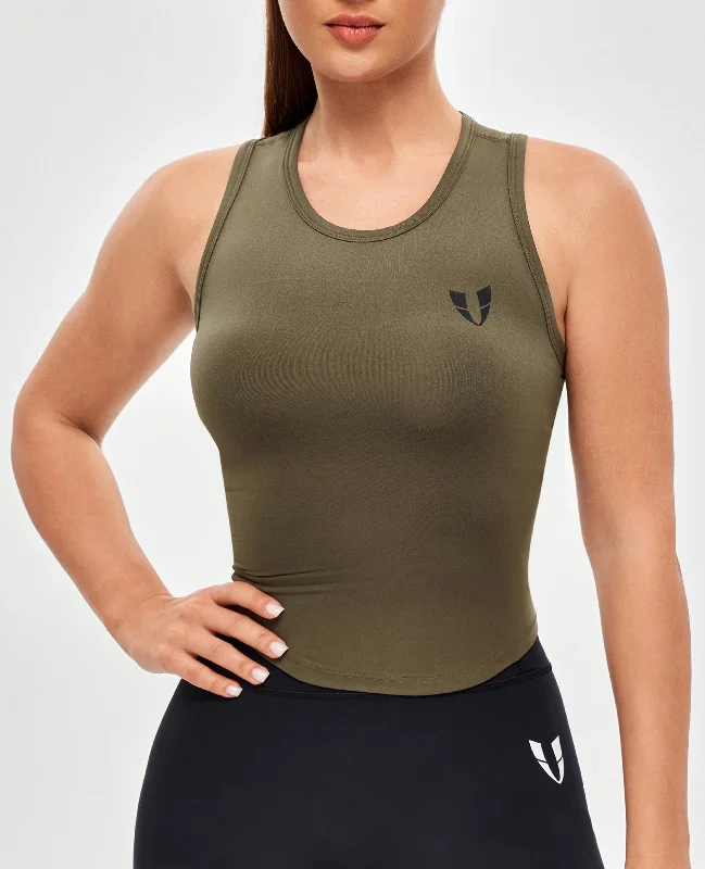  New In This SeasonRound Neck Sports Tank - Moss Green