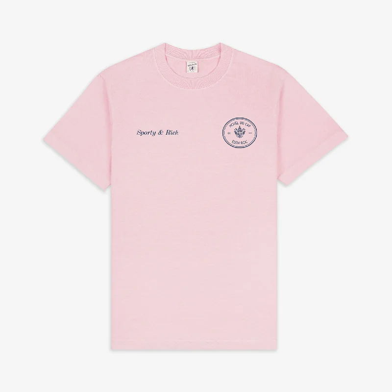  Women's Professional Clothes SPORTY & RICH | HOTEL DU CAP T-SHIRT { EDEN PINK/NAVY