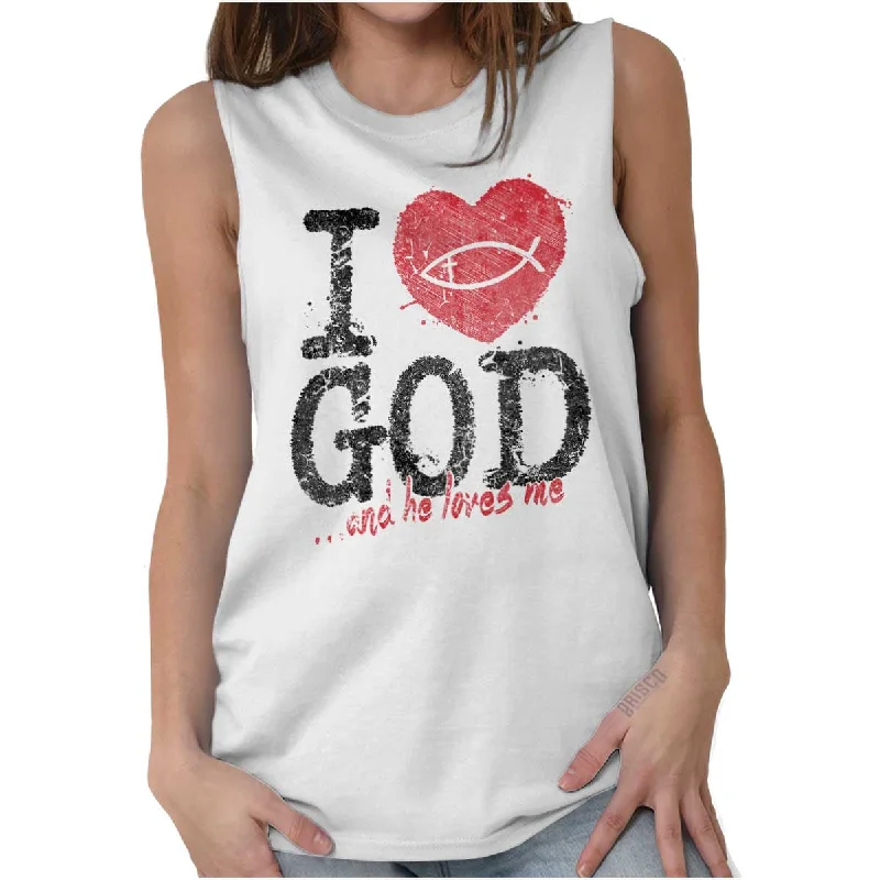  Women's Trendy ApparelI Love God Sleeveless T-Shirt