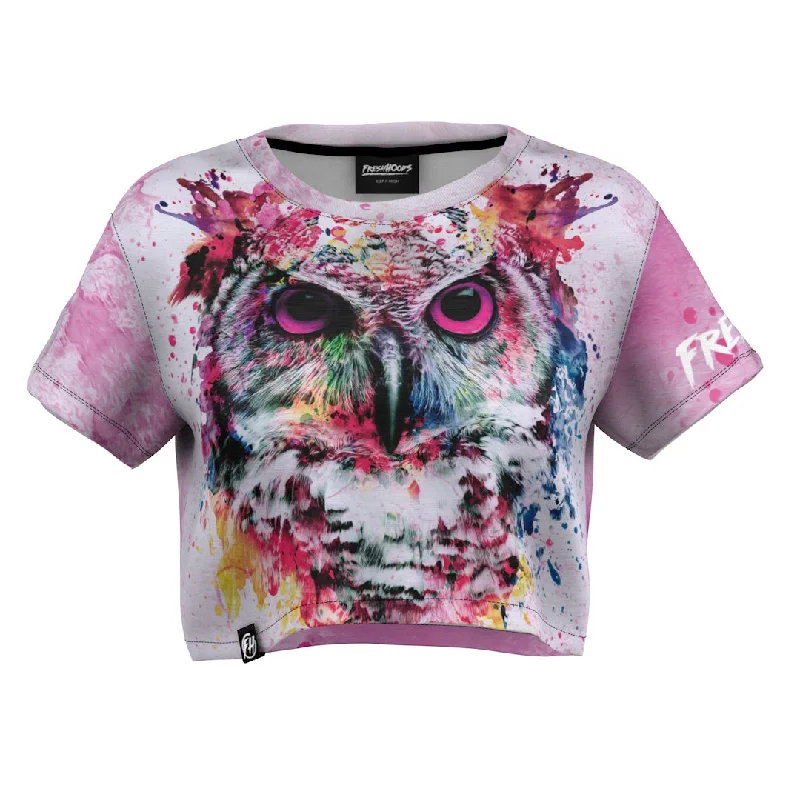  Women's High-Fashion OutfitArtistic Owl Crop Top