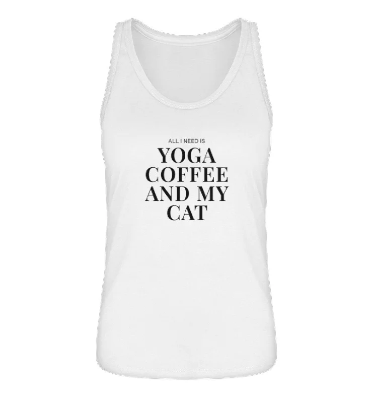  Women's Tailored OutfitYoga Coffee and my Cat 100% Bio Tank Top