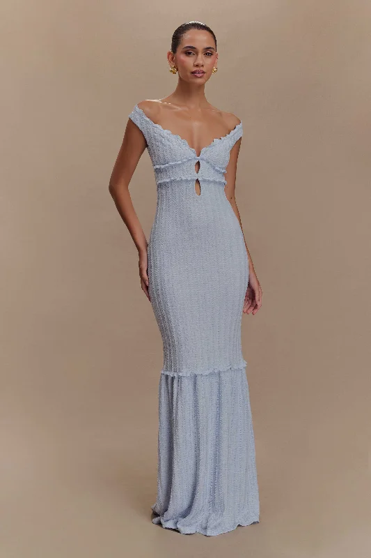  Swimwear Summer BlowoutNatalie Off Shoulder Maxi Dress - Sky Blue