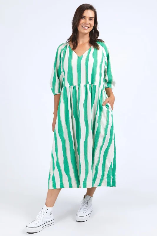  Casual Attire For WomenSpritz Green White Stripe Midi Dress