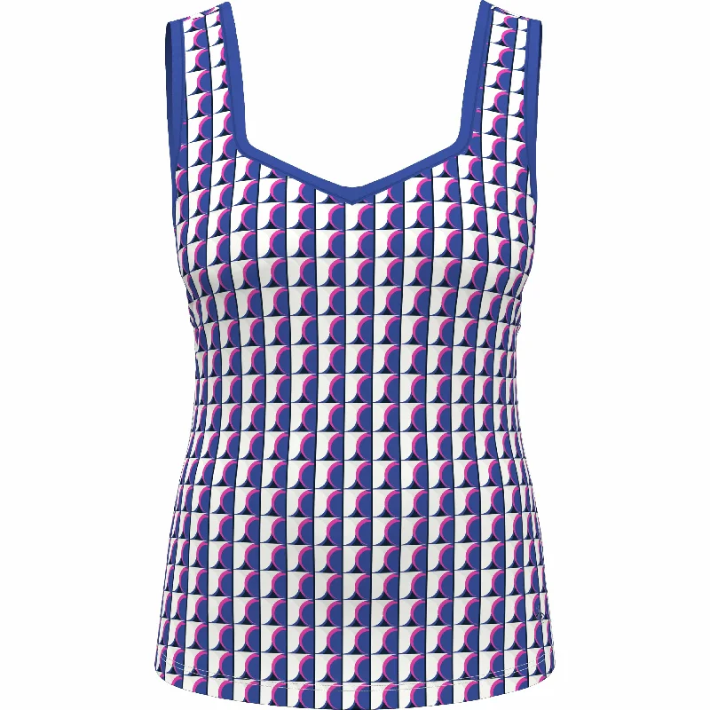  Women's Date Night OutfitGeo Print Sweetheart Neckline Tennis Tank Top