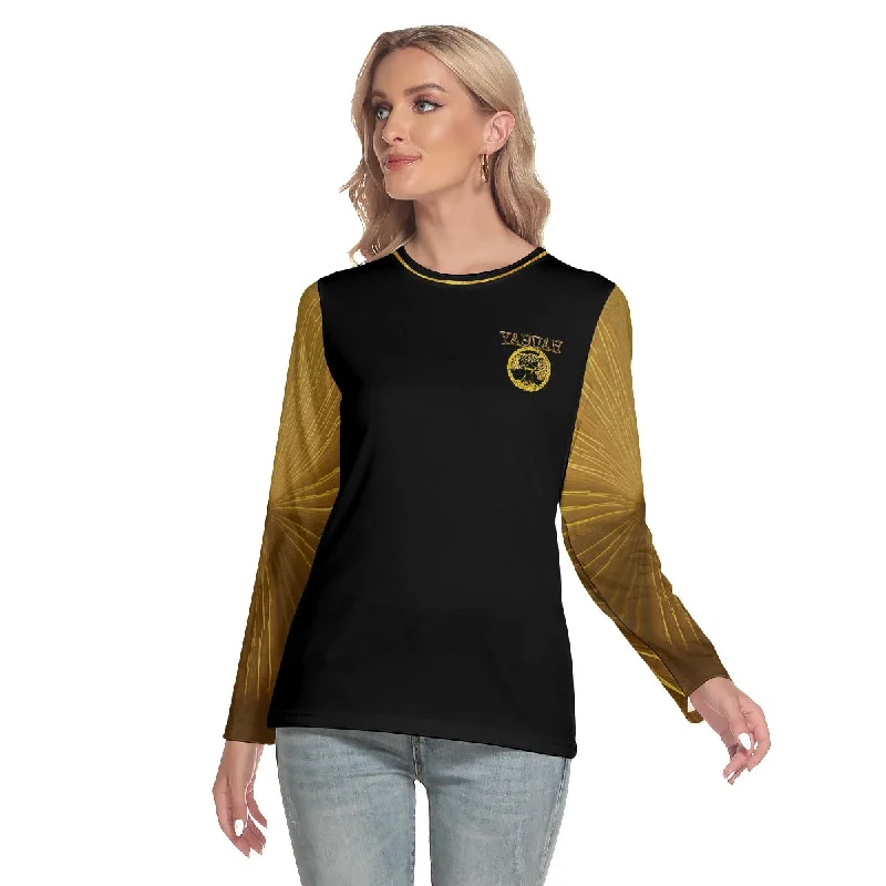  Women's Functional Apparel For Outdoor ActivitiesYahuah-Tree of Life 02-03 Voltage Ladies Designer Round Neck Long Sleeve T-shirt