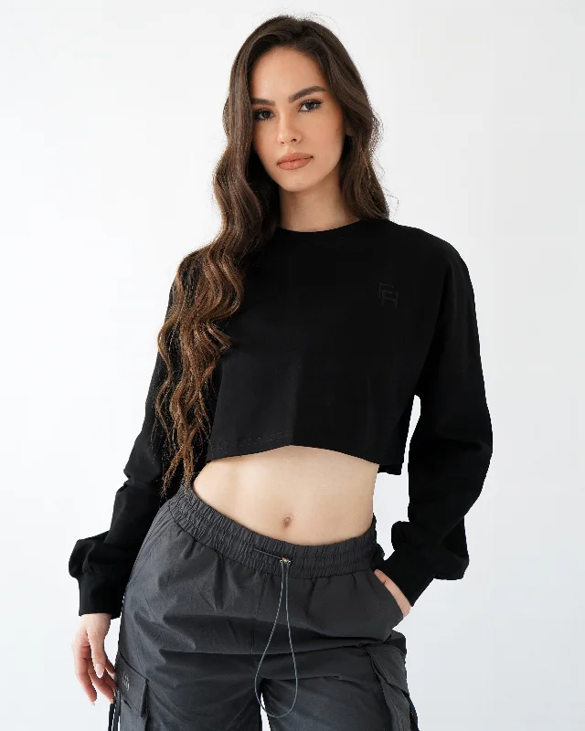  Top Brand DiscountsRelaxed Crop Long Sleeve - Black